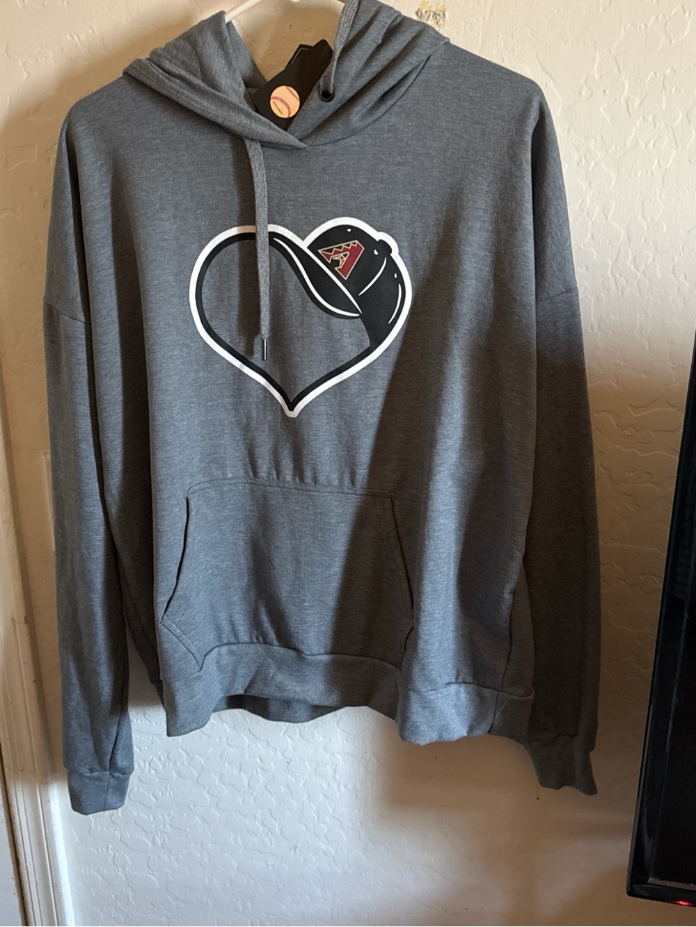 MLB Gray Hoodie with Heart & Cap Graphic